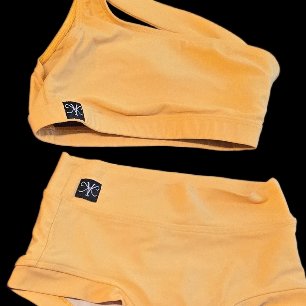 Vibrant Yellow Kids 2-piece Dance Set